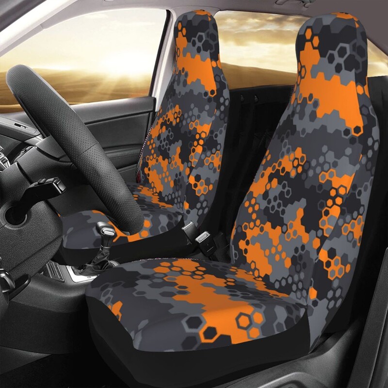 Narančasta kamuflažna navlaka za autosjedalicu, navlaka za sjedalo, protuobraštajna i praktična zaštitna navlaka, jedinstvenog stila, 2 KOM univerzalnog tipa
