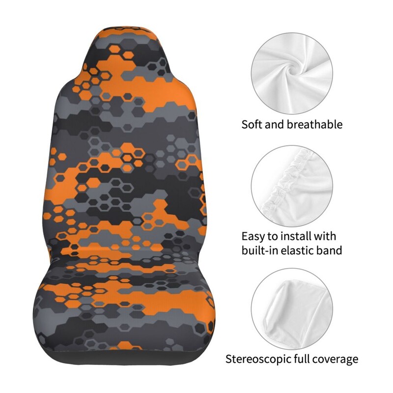 Narančasta kamuflažna navlaka za autosjedalicu, navlaka za sjedalo, protuobraštajna i praktična zaštitna navlaka, jedinstvenog stila, 2 KOM univerzalnog tipa