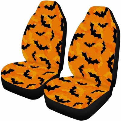 Huse scaun auto Bat Moon Halloween Set de 2 Accesorii auto Huse scaune colorate ConFort Set huse scaune Four Seasons