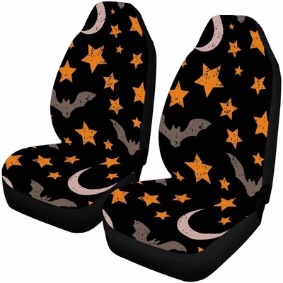 Huse scaun auto Bat Moon Halloween Set de 2 Accesorii auto Huse scaune colorate ConFort Set huse scaune Four Seasons