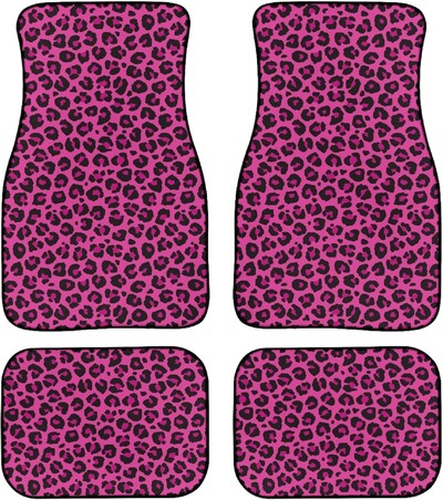 Leopard automašīnu automašīnu grīdas paklāji sievietēm, vīriešu 4-daļīgs pilns komplekts jebkuriem laikapstākļiem, universāls priekšējais aizmugurējais automašīnu grīdas paklājs, piemērots apvidus auto