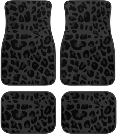 Leopard automašīnu automašīnu grīdas paklāji sievietēm, vīriešu 4-daļīgs pilns komplekts jebkuriem laikapstākļiem, universāls priekšējais aizmugurējais automašīnu grīdas paklājs, piemērots apvidus auto