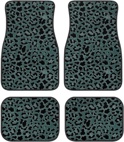 Leopard automašīnu automašīnu grīdas paklāji sievietēm, vīriešu 4-daļīgs pilns komplekts jebkuriem laikapstākļiem, universāls priekšējais aizmugurējais automašīnu grīdas paklājs, piemērots apvidus auto