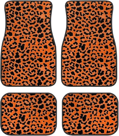 Leopard automašīnu automašīnu grīdas paklāji sievietēm, vīriešu 4-daļīgs pilns komplekts jebkuriem laikapstākļiem, universāls priekšējais aizmugurējais automašīnu grīdas paklājs, piemērots apvidus auto