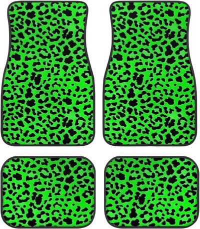 Leopard automašīnu automašīnu grīdas paklāji sievietēm, vīriešu 4-daļīgs pilns komplekts jebkuriem laikapstākļiem, universāls priekšējais aizmugurējais automašīnu grīdas paklājs, piemērots apvidus auto