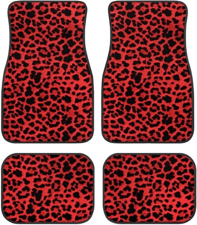 Leopard automašīnu automašīnu grīdas paklāji sievietēm, vīriešu 4-daļīgs pilns komplekts jebkuriem laikapstākļiem, universāls priekšējais aizmugurējais automašīnu grīdas paklājs, piemērots apvidus auto
