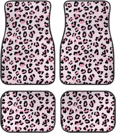Leopard automašīnu automašīnu grīdas paklāji sievietēm, vīriešu 4-daļīgs pilns komplekts jebkuriem laikapstākļiem, universāls priekšējais aizmugurējais automašīnu grīdas paklājs, piemērots apvidus auto