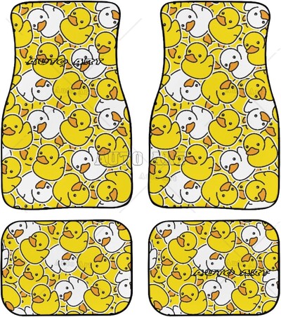Covorașe unice din cauciuc pentru mașină O grămadă de rațe galbene din cauciuc Covorașe suprapuse cu animale din desene animate Covoare universale față spate Auto