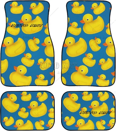 Covorașe unice din cauciuc pentru mașină O grămadă de rațe galbene din cauciuc Covorașe suprapuse cu animale din desene animate Covoare universale față spate Auto