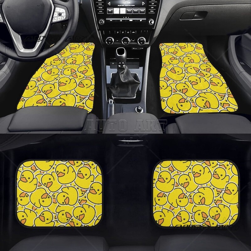 Covorașe unice din cauciuc pentru mașină O grămadă de rațe galbene din cauciuc Covorașe suprapuse cu animale din desene animate Covoare universale față spate Auto