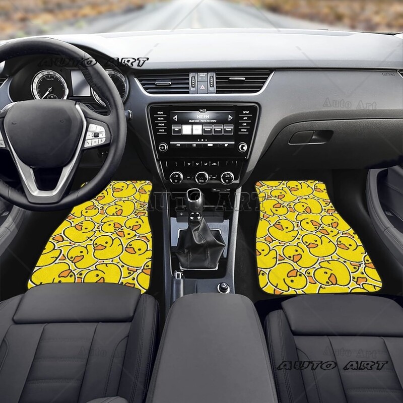 Covorașe unice din cauciuc pentru mașină O grămadă de rațe galbene din cauciuc Covorașe suprapuse cu animale din desene animate Covoare universale față spate Auto