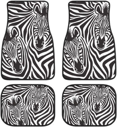 Covorașe auto Zebra imprimate personalizat Piele de animal Accesorii auto Pachet 4 buc