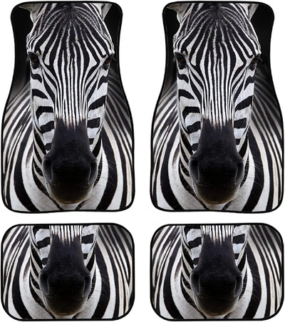 Covorașe auto Zebra imprimate personalizat Piele de animal Accesorii auto Pachet 4 buc