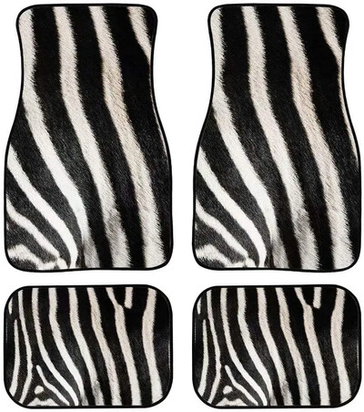 Covorașe auto Zebra imprimate personalizat Piele de animal Accesorii auto Pachet 4 buc