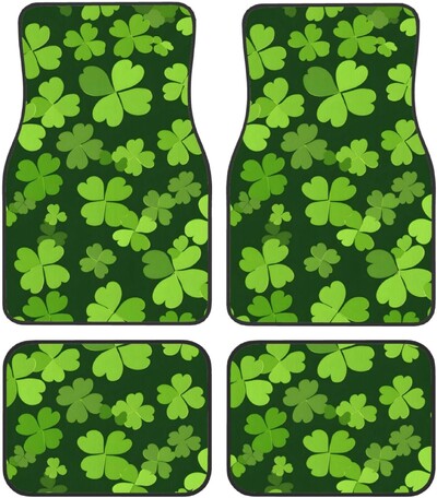 Covorașe pentru mașină Green Leaf Shamrock cu suport din cauciuc anti-alunecare, Sedan universal, SUV, covorașe pentru picioare față spate, set de 4 auto