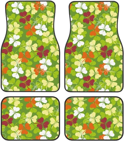 Covorașe pentru mașină Green Leaf Shamrock cu suport din cauciuc anti-alunecare, Sedan universal, SUV, covorașe pentru picioare față spate, set de 4 auto
