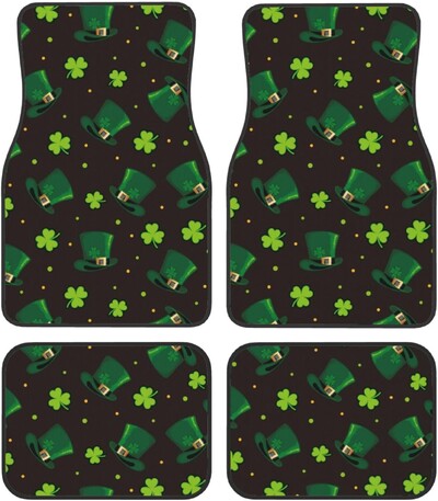 Covorașe pentru mașină Green Leaf Shamrock cu suport din cauciuc anti-alunecare, Sedan universal, SUV, covorașe pentru picioare față spate, set de 4 auto