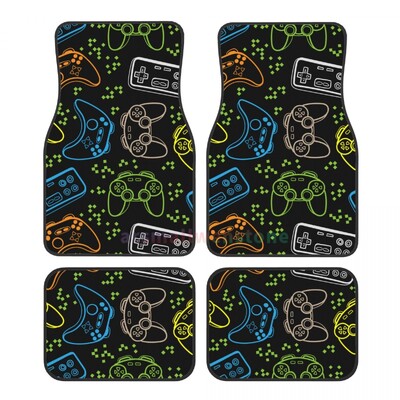 Krāsaina kursorsviras spēle Crystal Velvet automašīnu grīdas paklājiņu komplekts ar četriem pretapaugšanas auto paklājiņiem, paklāju pretslīdes auto grīdas paklājiņiem 4 gab.