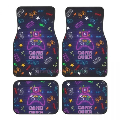 Krāsaina kursorsviras spēle Crystal Velvet automašīnu grīdas paklājiņu komplekts ar četriem pretapaugšanas auto paklājiņiem, paklāju pretslīdes auto grīdas paklājiņiem 4 gab.