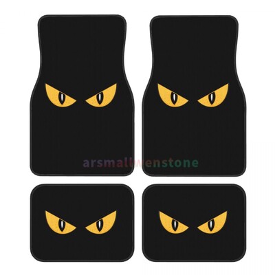 Evil Yellow Eyes 4PCS Crystal Velvet Ženska podna prostirka za automobile, Podna prostirka za automobil protiv obraštanja Dodaci za unutrašnjost automobila