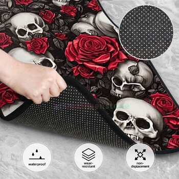 Scary Retro Skull Crystal Velvet Πατάκια αυτοκινήτου Σετ τεσσάρων Αντιρυπαντικών Πατάκια Αυτοκινήτου Μοκέτα Αντιολισθητικά Πατάκια αυτοκινήτου 4 ΤΕΜ