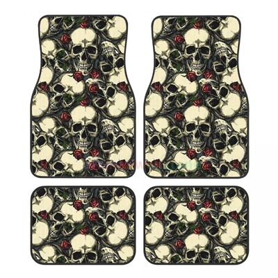 Înfricoșător, retro, craniu, catifea, covorașe pentru mașină, set de patru covoare anti-fouling, covoraș anti-alunecare, 4 buc.