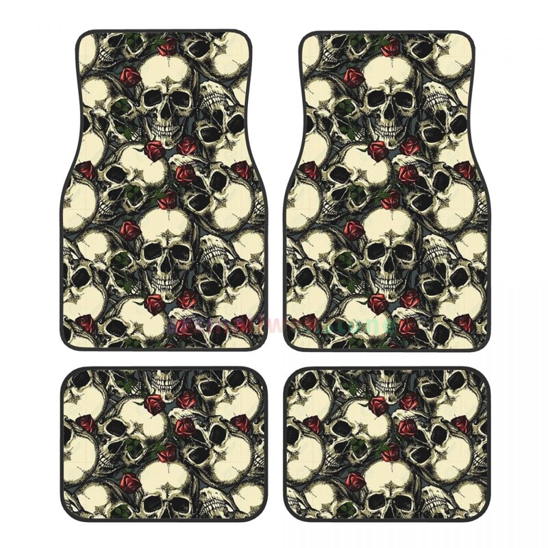 Înfricoșător, retro, craniu, catifea, covorașe pentru mașină, set de patru covoare anti-fouling, covoraș anti-alunecare, 4 buc.