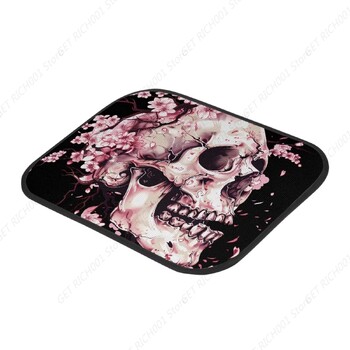 Skull Pink Cherry Blossom Car Μπροστινά Πίσω Πατάκια δαπέδου Universal Πατάκι αυτοκινήτου Πλήρες σετ 4 μοκέτα