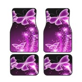 Skaists Butterfly 4PCS Crystal Velvet sieviešu automašīnu grīdas paklājiņš, pretapaugšanas automašīnas grīdas paklājs automašīnu salona piederumi