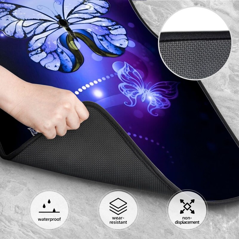 Skaists Butterfly 4PCS Crystal Velvet sieviešu automašīnu grīdas paklājiņš, pretapaugšanas automašīnas grīdas paklājs automašīnu salona piederumi