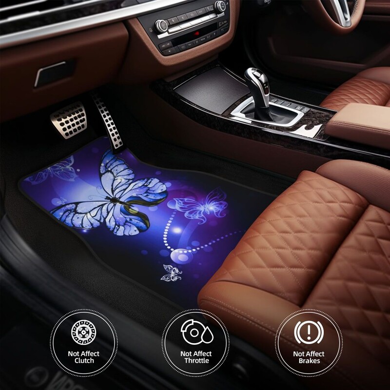 Skaists Butterfly 4PCS Crystal Velvet sieviešu automašīnu grīdas paklājiņš, pretapaugšanas automašīnas grīdas paklājs automašīnu salona piederumi