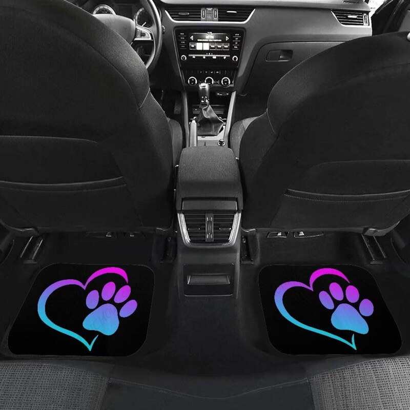 Set de 4 bucăți covorașe de podea pentru mașină Covorașe de mașină cu inimă mov cu design de potrivire universală, protecție rezistentă, care absoarbe apă