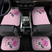 Svijetlo ružičasta ruža s cvjetnim leptirima Pod 4 komada Podne prostirke za automobile Kompletni setovi tepiha za automobile Univerzalno prikladno za SUV kamione za sve vremenske uvjete