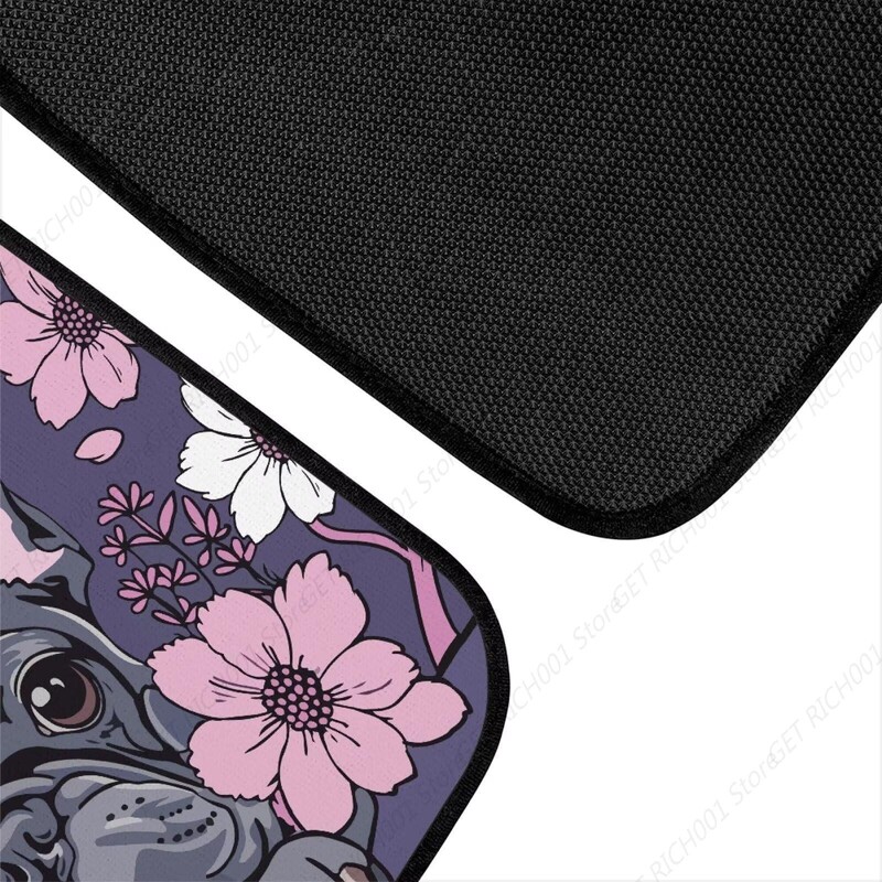 Covoraș pentru mașină cu imprimeu buldog francez Seturi de covoare pentru bărbați, design cu flori de cireș Covoraș pentru automobile 4 buc.