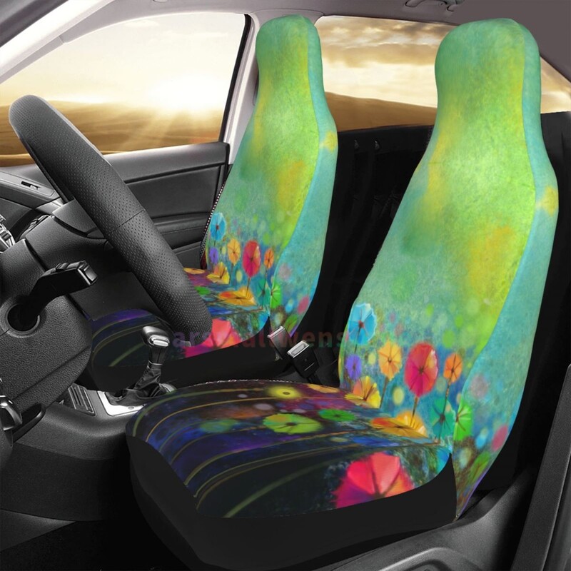 Husă pentru scaun auto cu flori colorate, 2 buc. Huse pentru scaun auto din față, husă de protecție anti-fouling Accesorii drăguțe pentru mașină