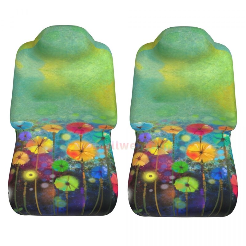 Husă pentru scaun auto cu flori colorate, 2 buc. Huse pentru scaun auto din față, husă de protecție anti-fouling Accesorii drăguțe pentru mașină
