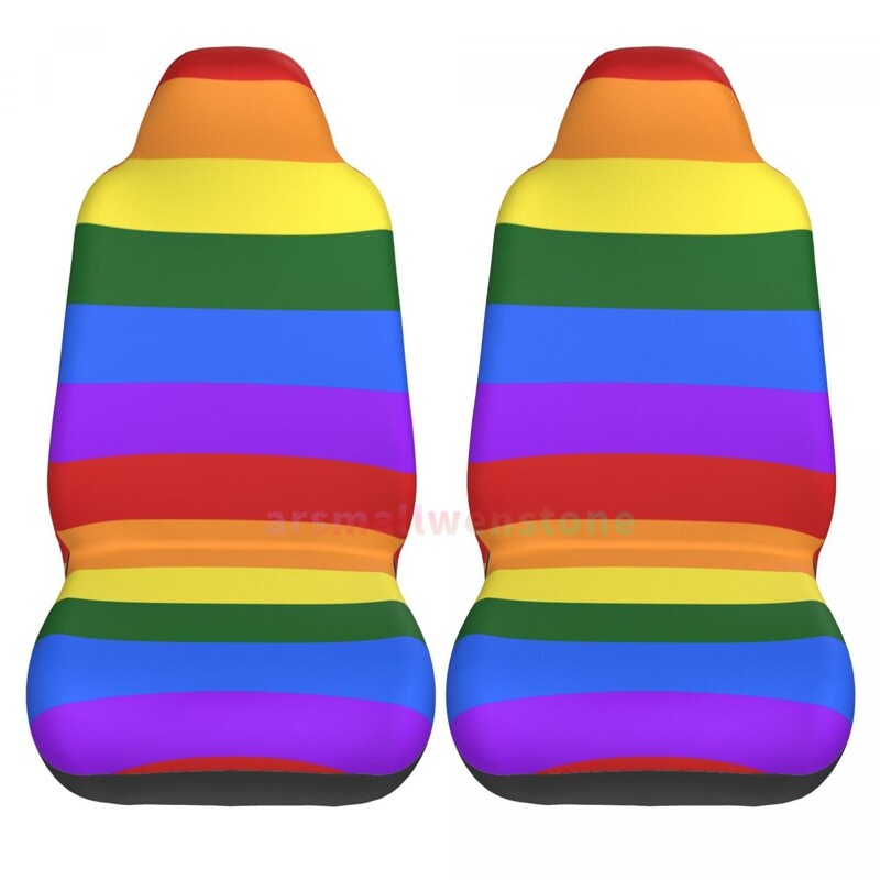 Rainbow LGBT Pride navlaka za autosjedalicu 2PCS Prednja navlaka za autosjedalicu Zaštitna navlaka za sjedalo protiv obraštanja Slatki dodaci za automobil
