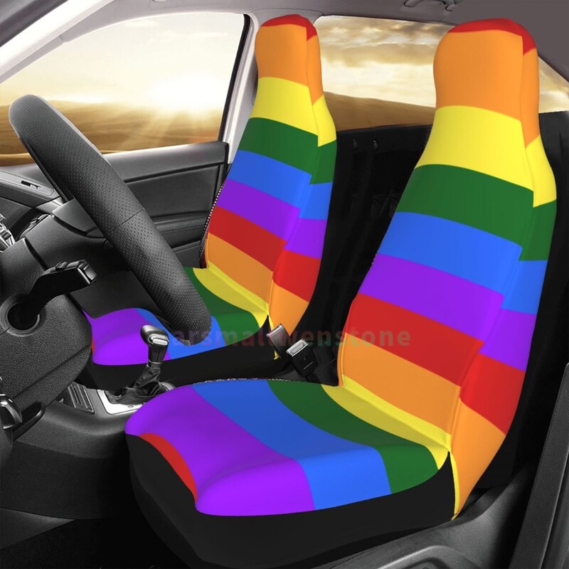Rainbow LGBT Pride navlaka za autosjedalicu 2PCS Prednja navlaka za autosjedalicu Zaštitna navlaka za sjedalo protiv obraštanja Slatki dodaci za automobil