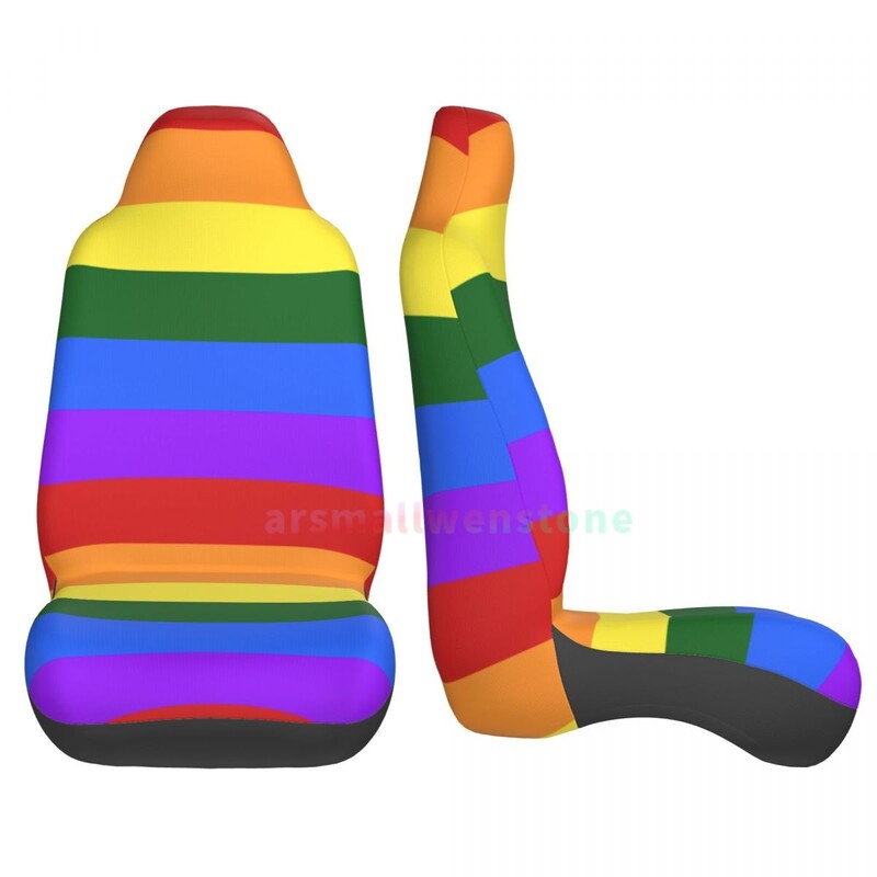 Rainbow LGBT Pride navlaka za autosjedalicu 2PCS Prednja navlaka za autosjedalicu Zaštitna navlaka za sjedalo protiv obraštanja Slatki dodaci za automobil