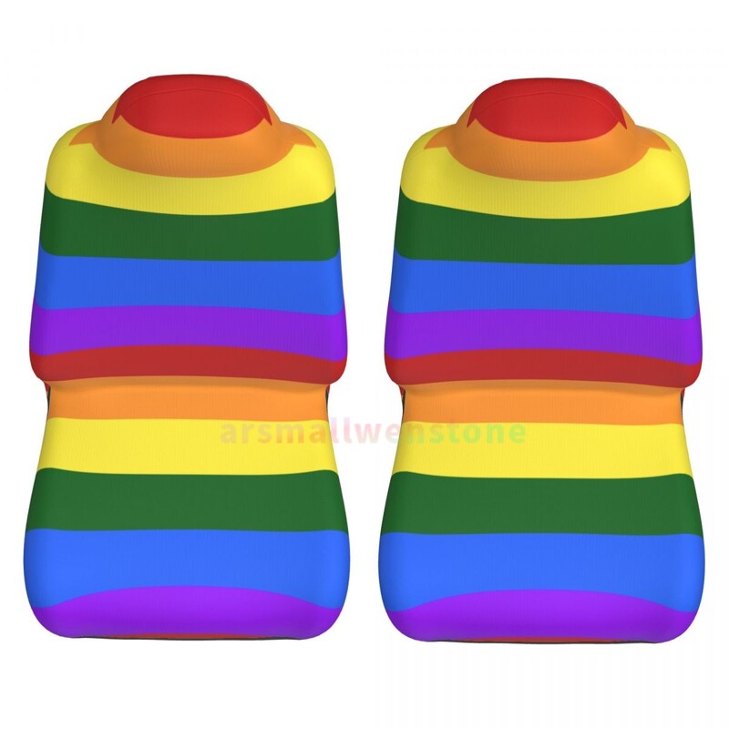Rainbow LGBT Pride navlaka za autosjedalicu 2PCS Prednja navlaka za autosjedalicu Zaštitna navlaka za sjedalo protiv obraštanja Slatki dodaci za automobil