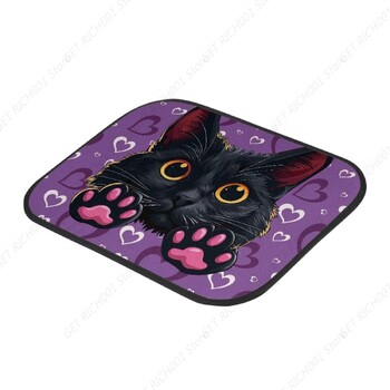 Love Cat Purple Car Μπροστινά Πίσω Πατάκια δαπέδου Πατάκι αυτοκινήτου Universal Πλήρες σετ χαλί 4 τεμαχίων