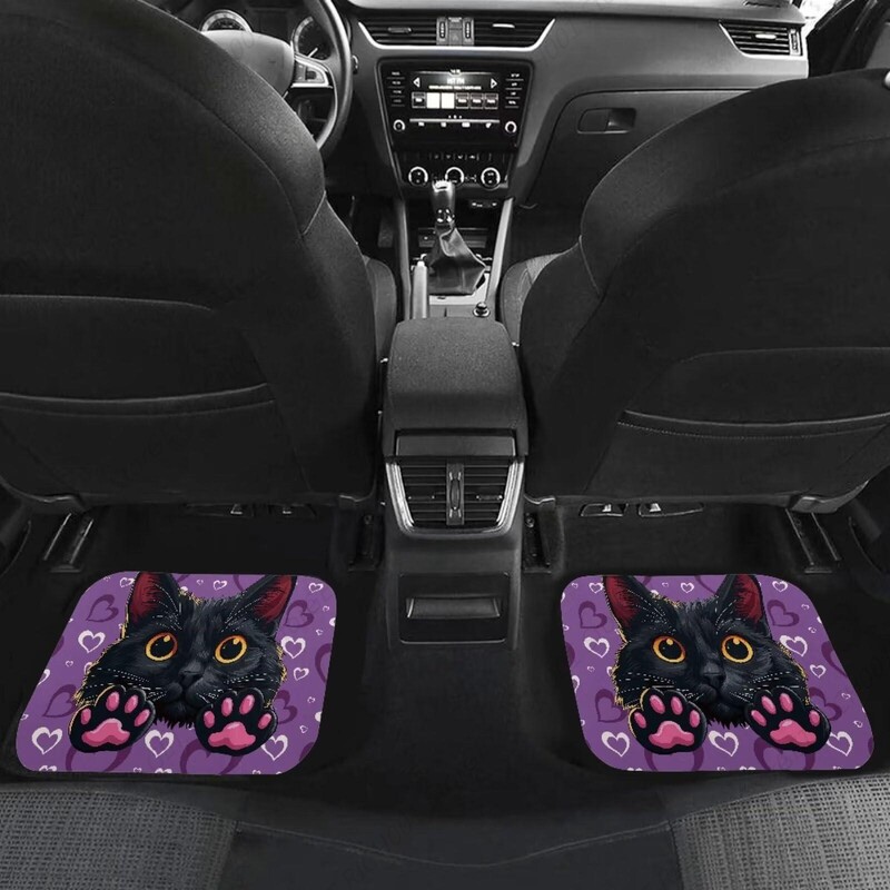 Love Cat Purple Car Fata Spate Covorașe Covor Universal Auto Set Complet De 4 Bucăți Covor