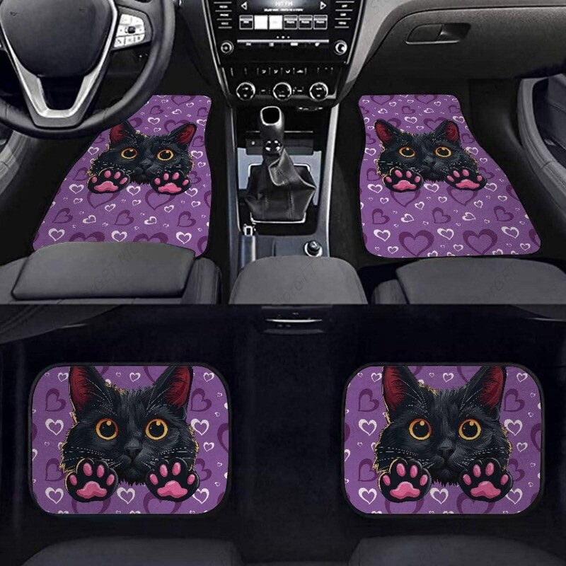 Love Cat Purple Car Fata Spate Covorașe Covor Universal Auto Set Complet De 4 Bucăți Covor