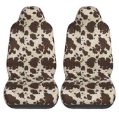 Brown Cow Print automašīnas sēdekļu pārvalki Vintage Print automašīnas priekšējais kauss sēdekļa pārsegs Auto aksesuāri Universāli piemērots lielākajai daļai automašīnu 2 gab.