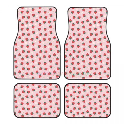 Strawberry 4PCS Crystal Velvet sieviešu automašīnu grīdas paklājiņš, pretapaugšanas auto grīdas paklājiņš automašīnu salona piederumi