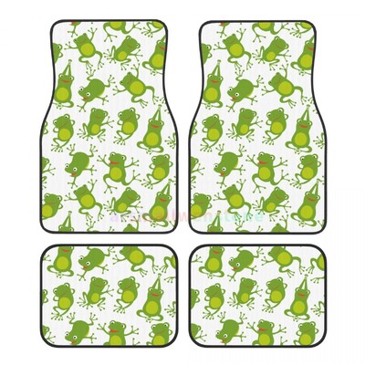 Cute Frog 4 bucăți covoraș de podea pentru femei din catifea de cristal, covoraș pentru podea auto antifouling Accesorii pentru interiorul mașinii