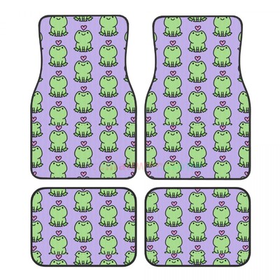 Cute Frog 4 bucăți covoraș de podea pentru femei din catifea de cristal, covoraș pentru podea auto antifouling Accesorii pentru interiorul mașinii