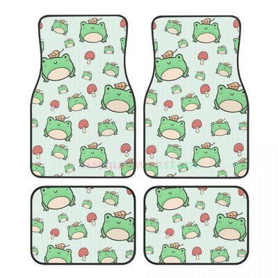Cute Frog 4 bucăți covoraș de podea pentru femei din catifea de cristal, covoraș pentru podea auto antifouling Accesorii pentru interiorul mașinii