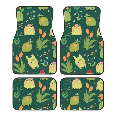 Cute Frog 4 bucăți covoraș de podea pentru femei din catifea de cristal, covoraș pentru podea auto antifouling Accesorii pentru interiorul mașinii