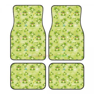Cute Frog 4 bucăți covoraș de podea pentru femei din catifea de cristal, covoraș pentru podea auto antifouling Accesorii pentru interiorul mașinii